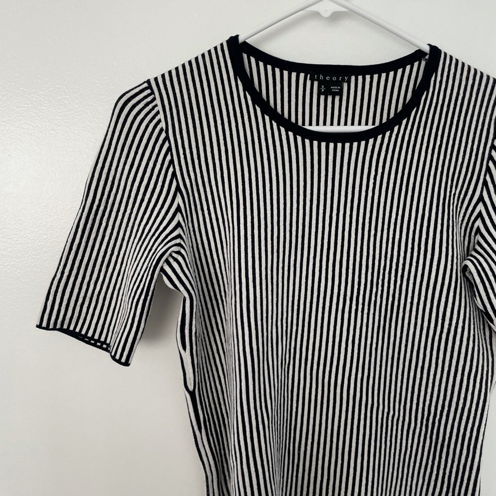 Theory Striped Navy Blue Top